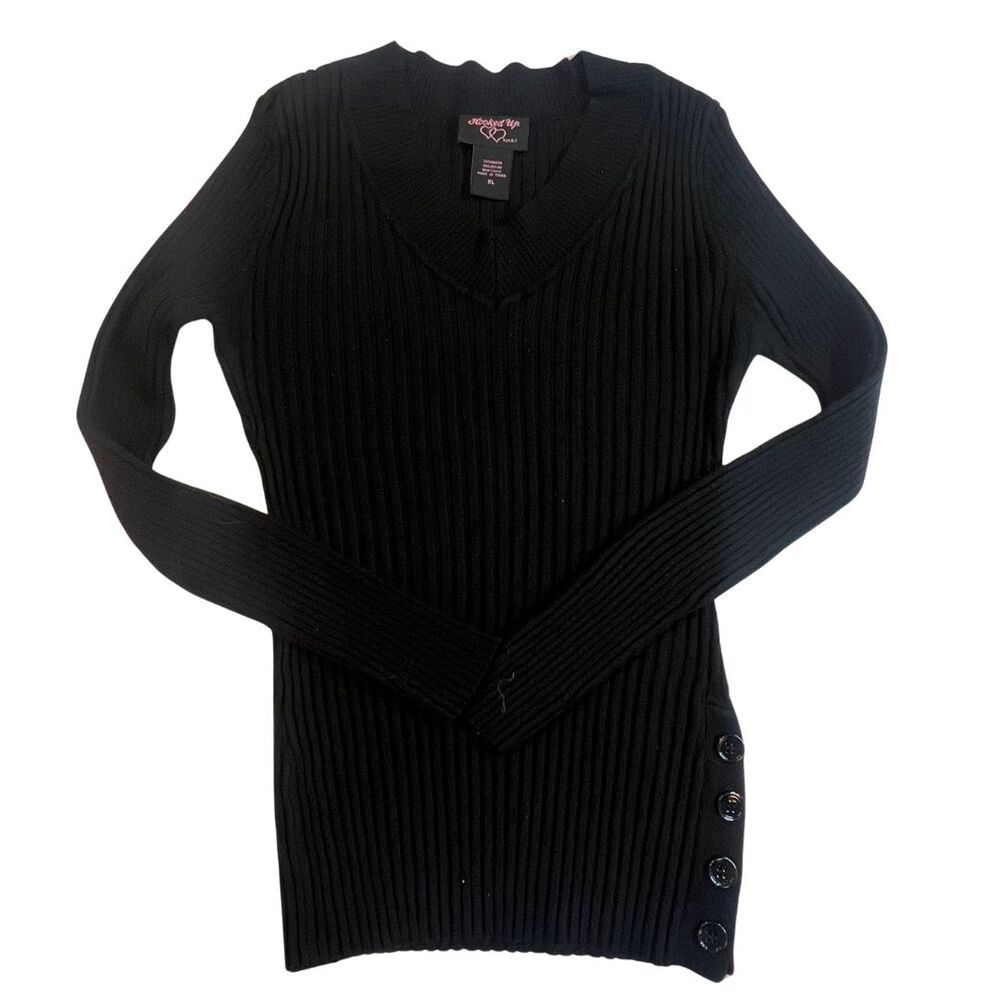 Hooked Up by IOT Sweater Juniors XL Rib Knit Preppy Classic Academic V Neck Top - Picture 4 of 13